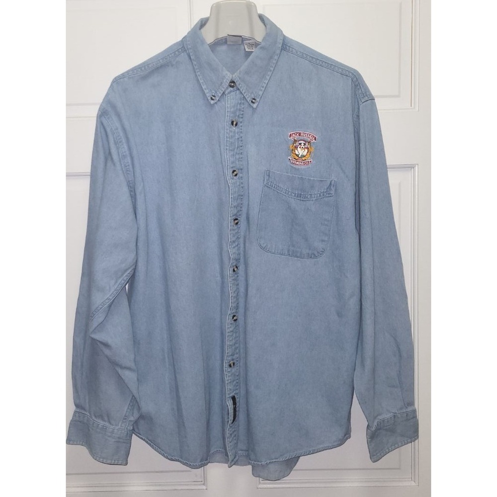 Port & Co Men's Denim Button Down Shirt - Jack Russell Brewing Co - Size Large